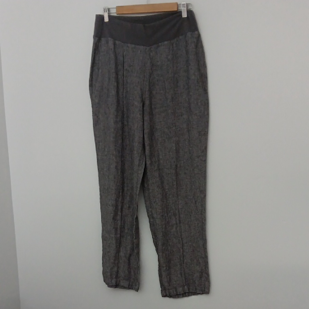Coldwater Creek Linen‎ Pants Women's Size 12 Gray Pull-on Stretch Pre-owned
